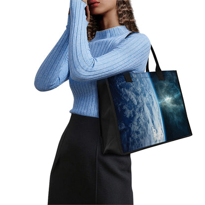 Space And Earth Print Canvas Tote Bag
