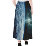 Space And Earth Print Chiffon Maxi Skirt