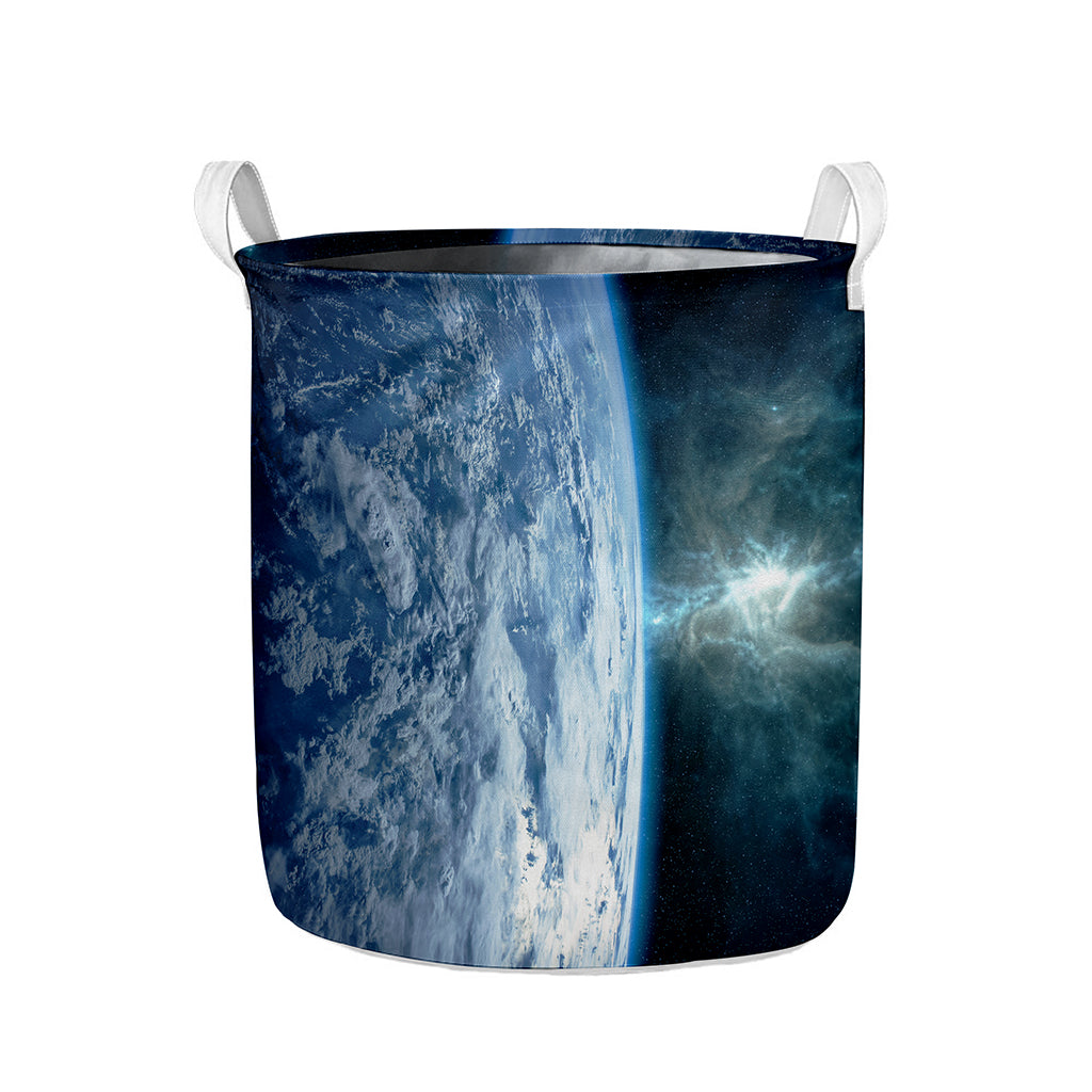 Space And Earth Print Collapsible Laundry Basket
