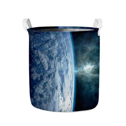 Space And Earth Print Collapsible Laundry Basket