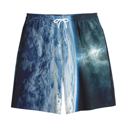 Space And Earth Print Cotton Shorts