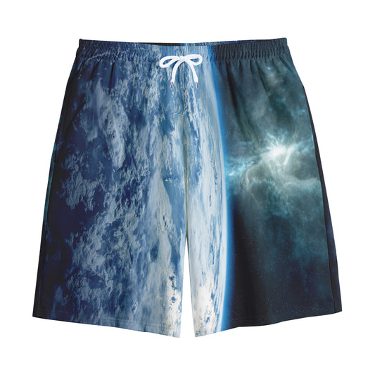 Space And Earth Print Cotton Shorts