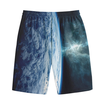 Space And Earth Print Cotton Shorts