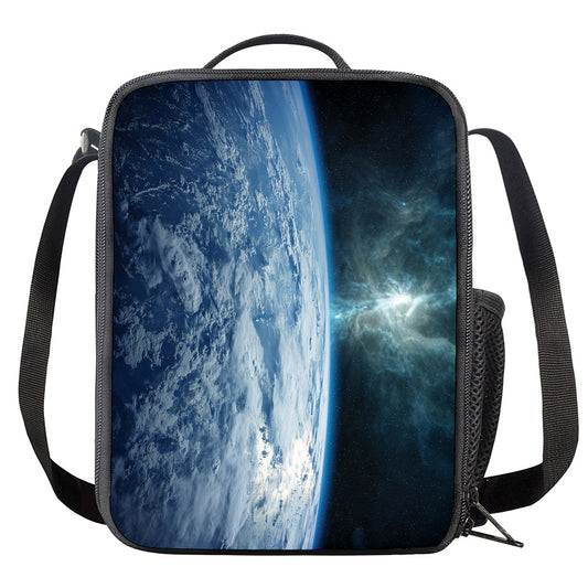 Space And Earth Print Crossbody Lunch Bag