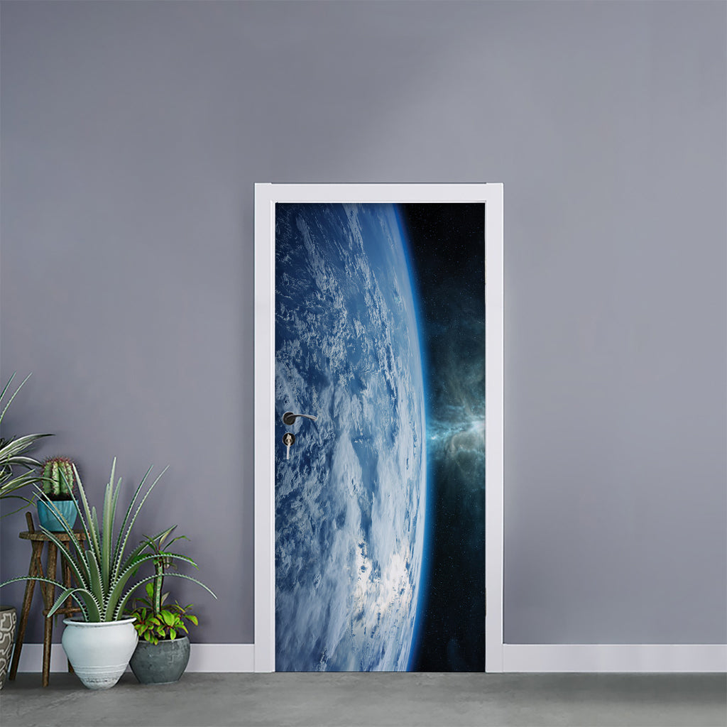 Space And Earth Print Door Sticker