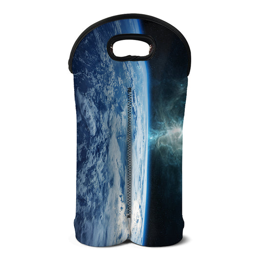 Space And Earth Print Double Neoprene Wine Tote