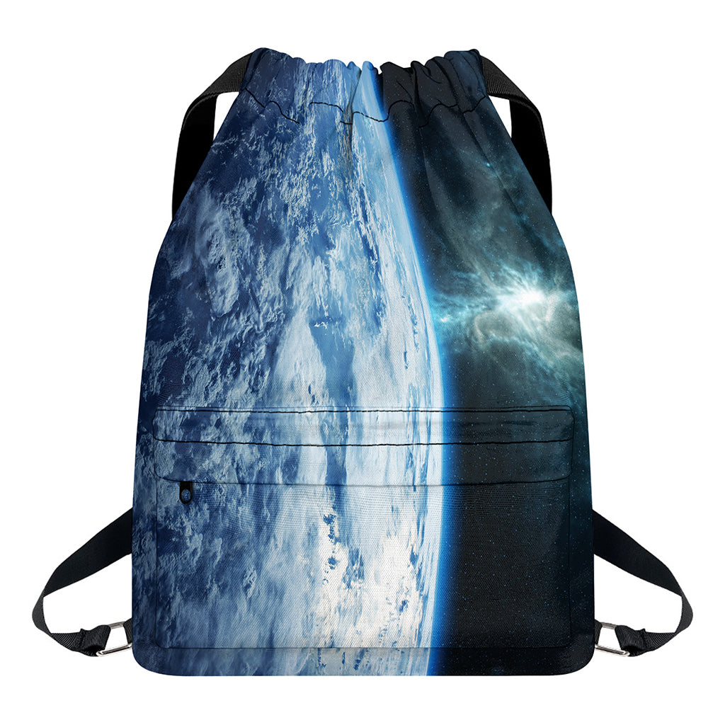 Space And Earth Print Drawstring Backpack