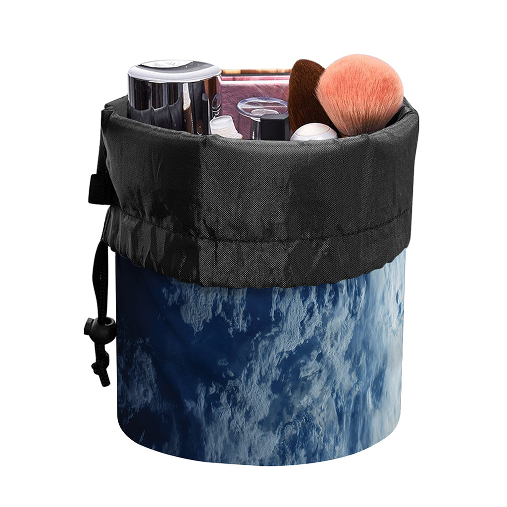 Space And Earth Print Drawstring Makeup Bag