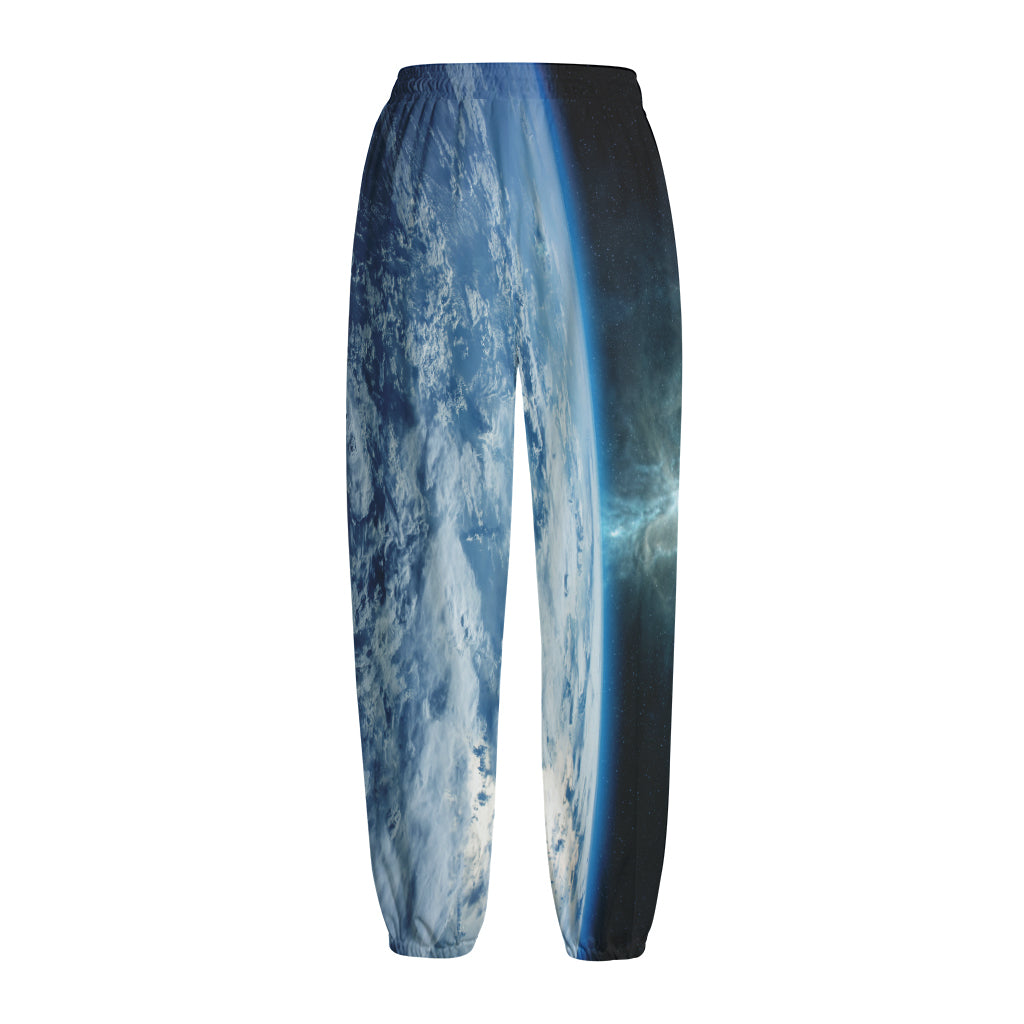Space And Earth Print Fleece Lined Knit Pants
