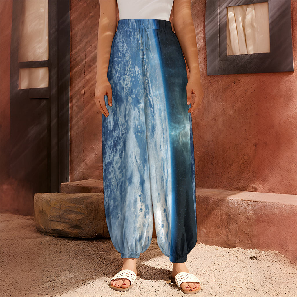 Space And Earth Print Harem Pants