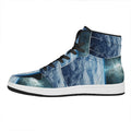 Space And Earth Print High Top Leather Sneakers