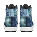 Space And Earth Print High Top Leather Sneakers
