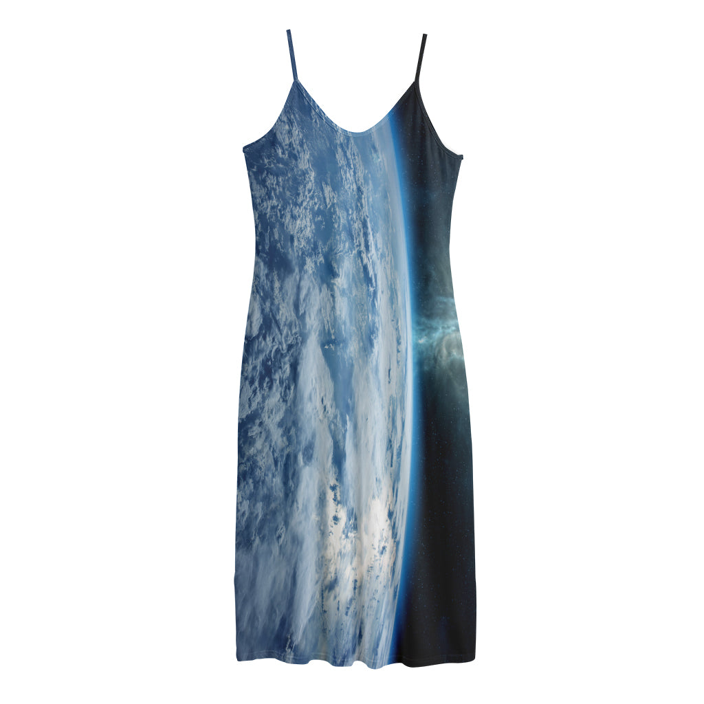 Space And Earth Print Jersey Midi Cami Dress