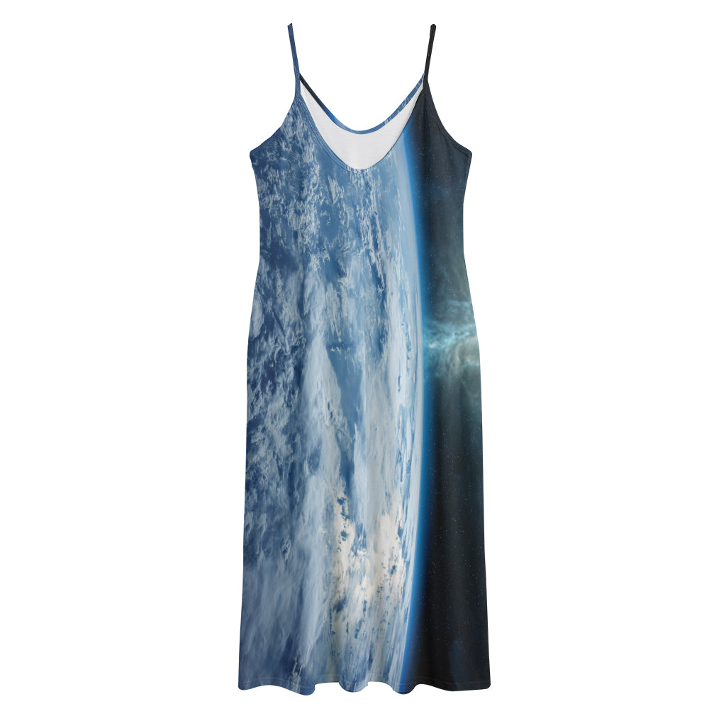 Space And Earth Print Jersey Midi Cami Dress
