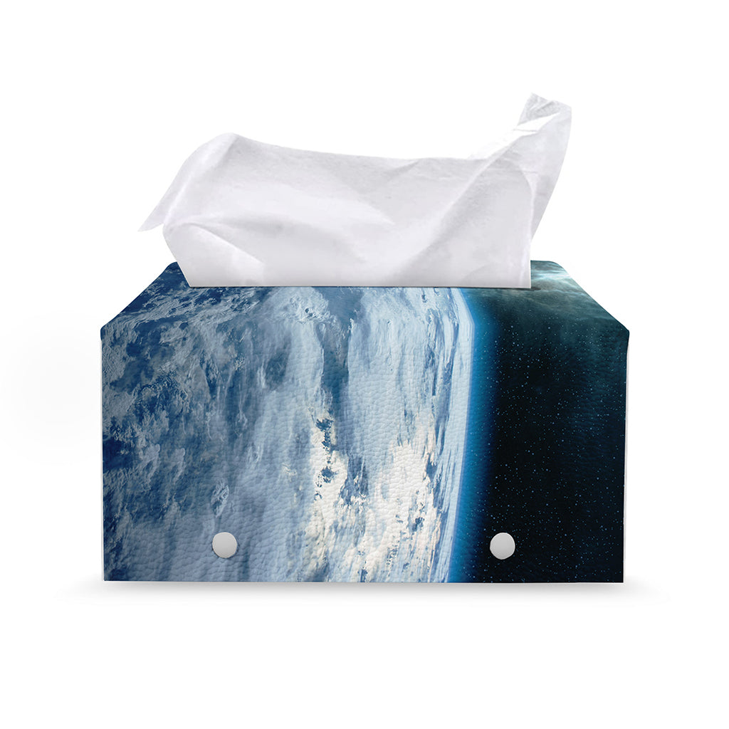 Space And Earth Print Leather Tissue Box Cover