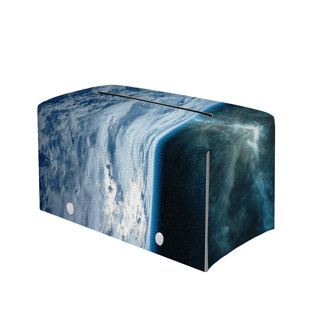 Space And Earth Print Leather Tissue Box Cover