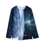 Space And Earth Print Long Sleeve Short Coat