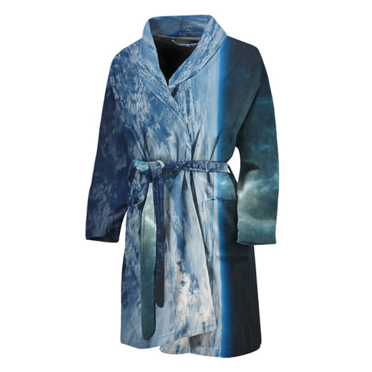 Space And Earth Print Men's Bathrobe