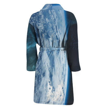 Space And Earth Print Men's Bathrobe