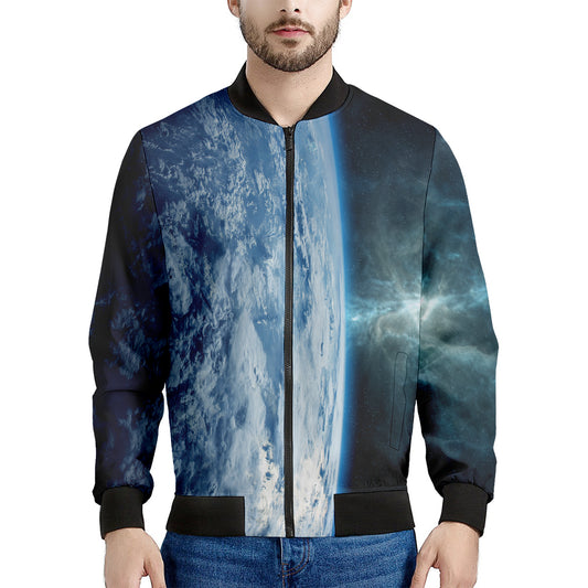 Space And Earth Print Men's Bomber Jacket