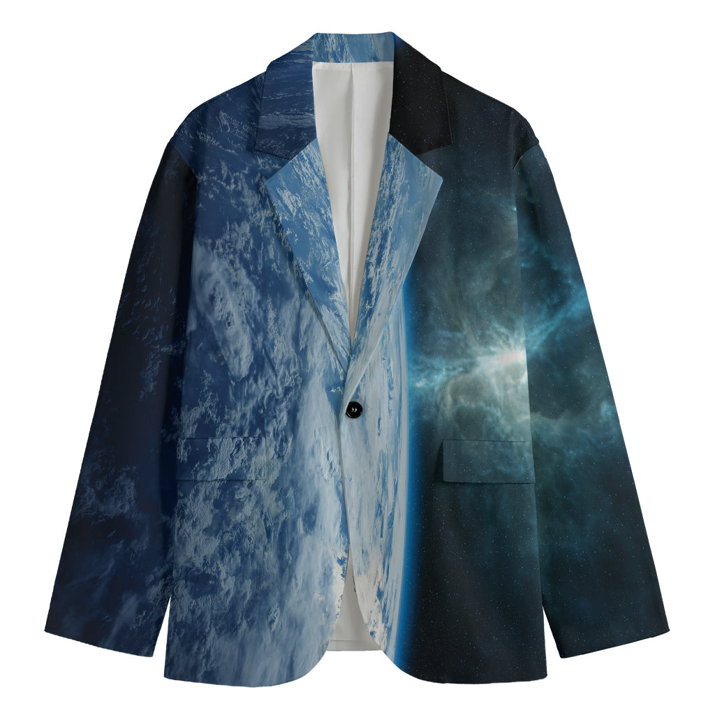 Space And Earth Print Men's Cotton Blazer
