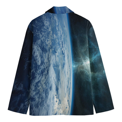 Space And Earth Print Men's Cotton Blazer