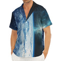 Space And Earth Print Men's Deep V-Neck Shirt