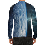 Space And Earth Print Men's Long Sleeve Rash Guard