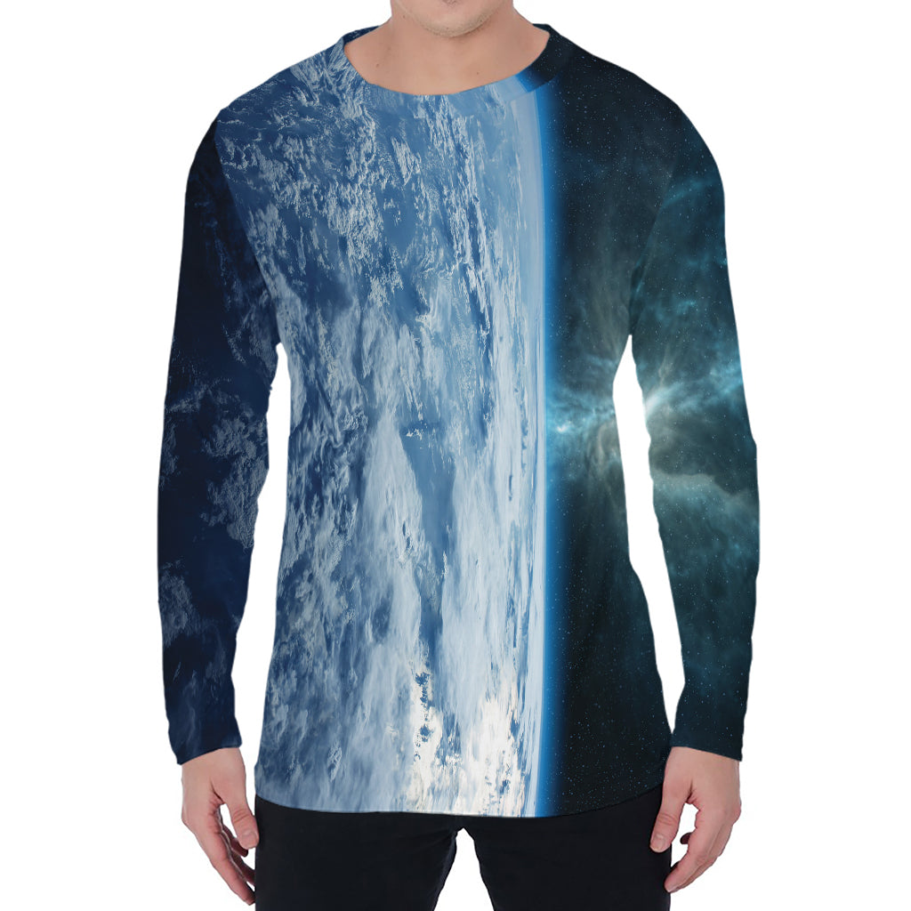 Space And Earth Print Men's Long Sleeve T-Shirt