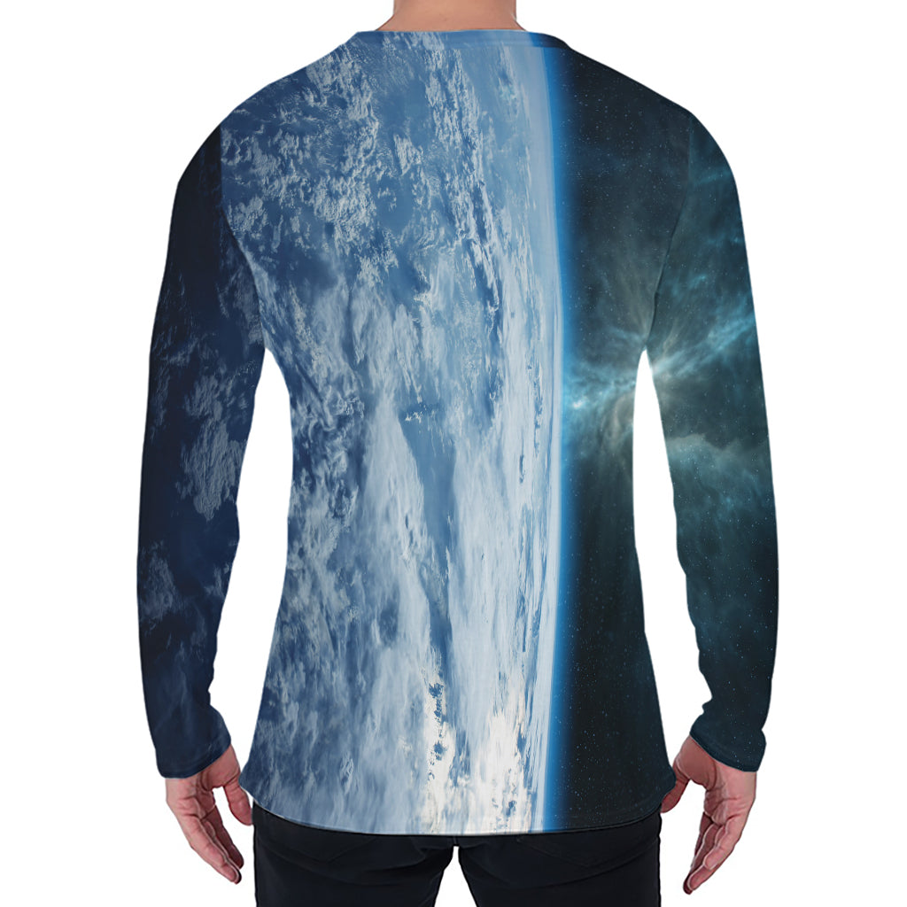 Space And Earth Print Men's Long Sleeve T-Shirt