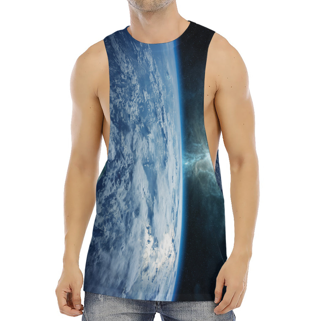 Space And Earth Print Men's Muscle Tank Top