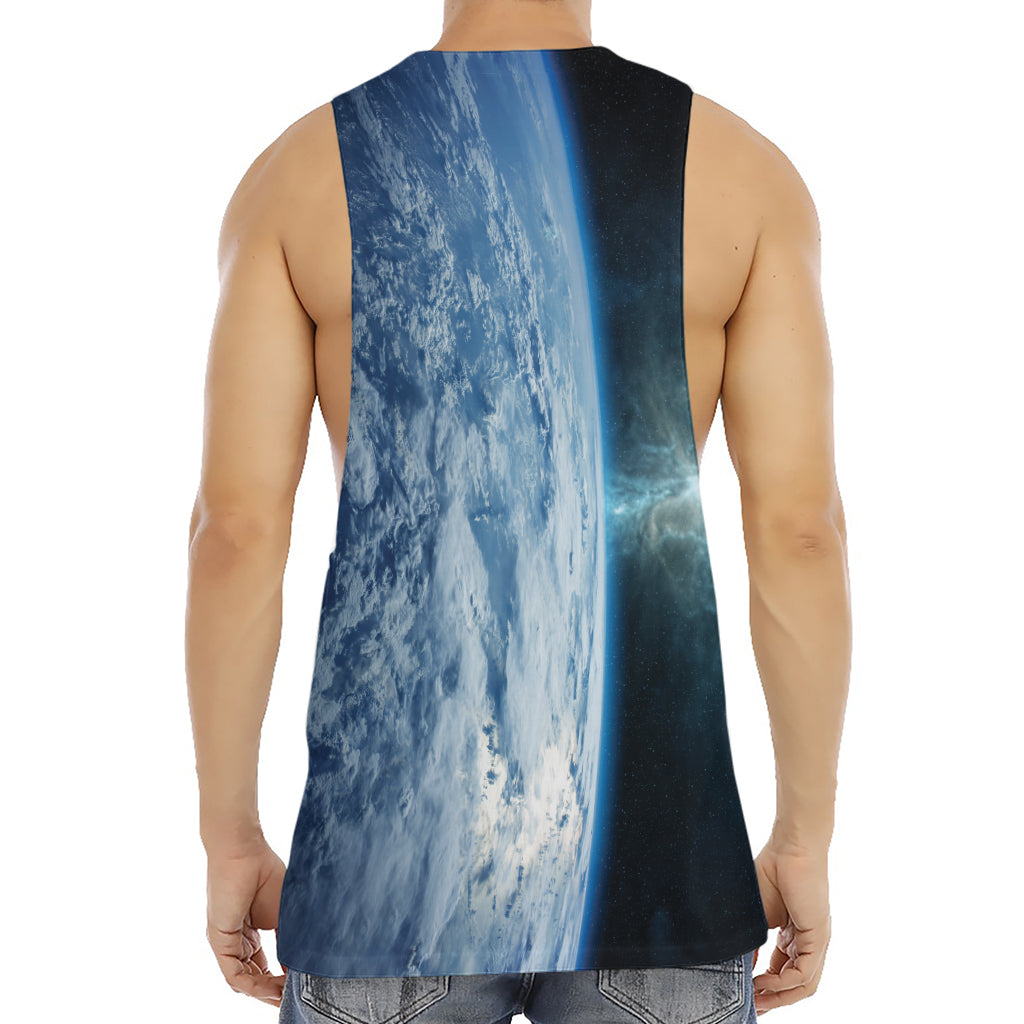 Space And Earth Print Men's Muscle Tank Top