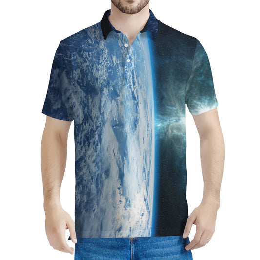 Space And Earth Print Men's Polo Shirt