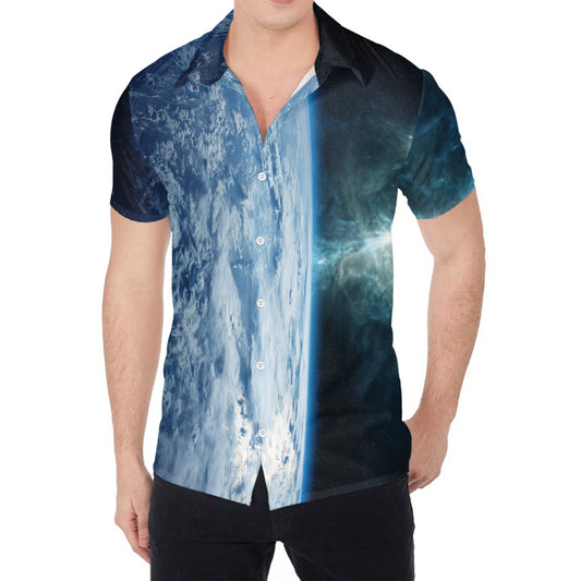 Space And Earth Print Men's Shirt