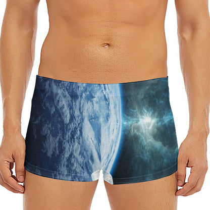 Space And Earth Print Men's Short Boxer Briefs