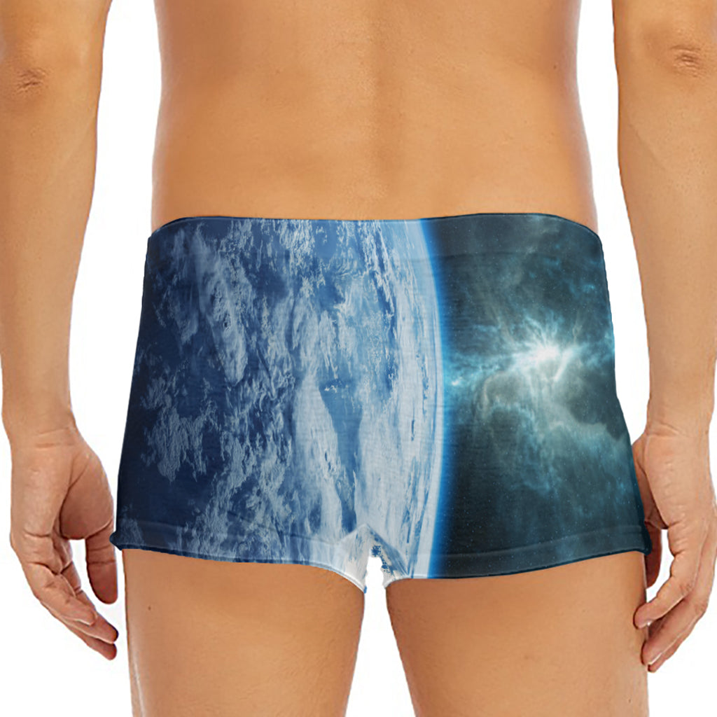 Space And Earth Print Men's Short Boxer Briefs