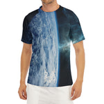 Space And Earth Print Men's Short Sleeve Rash Guard