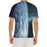 Space And Earth Print Men's Short Sleeve Rash Guard