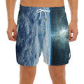 Space And Earth Print Men's Split Running Shorts