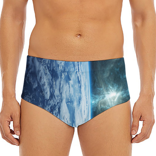 Space And Earth Print Men's Triangle Swim Briefs