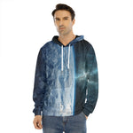 Space And Earth Print Men's Velvet Pullover Hoodie