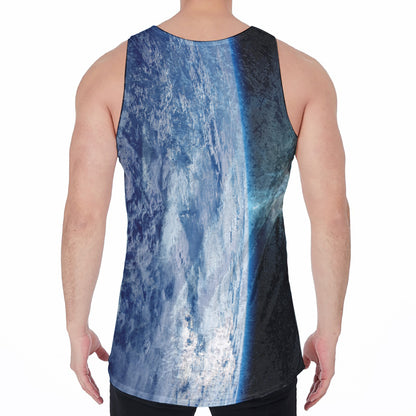 Space And Earth Print Men's Velvet Tank Top