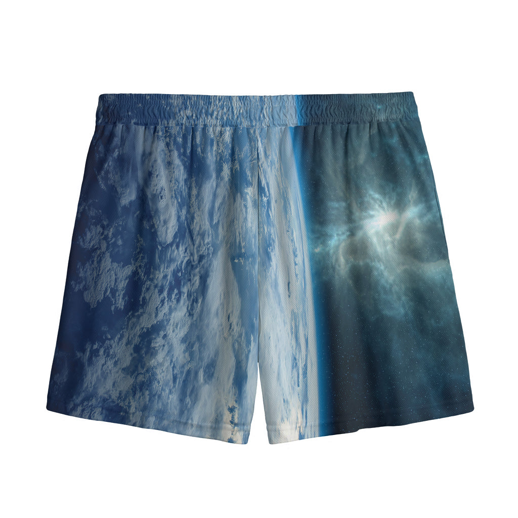 Space And Earth Print Mesh Shorts
