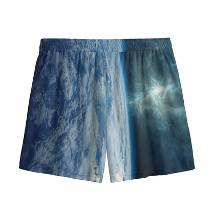 Space And Earth Print Mesh Shorts