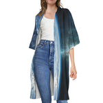 Space And Earth Print Open Front Beach Cover Up