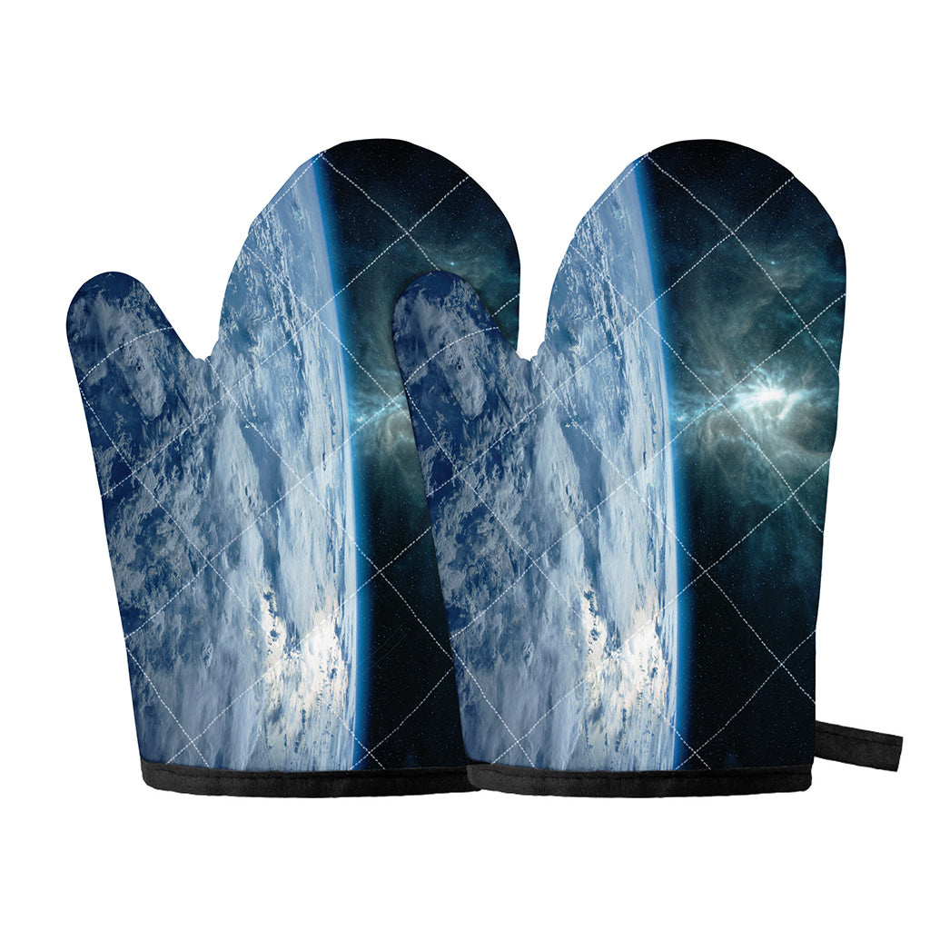 Space And Earth Print Oven Mitts