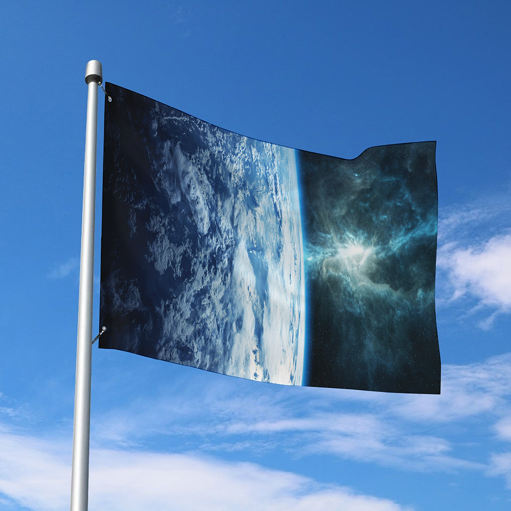 Space And Earth Print Polyester Flag