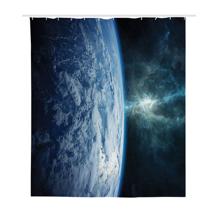 Space And Earth Print Polyester Shower Curtain