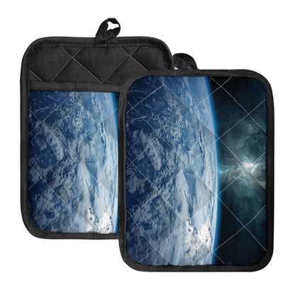 Space And Earth Print Pot Holders With Pocket