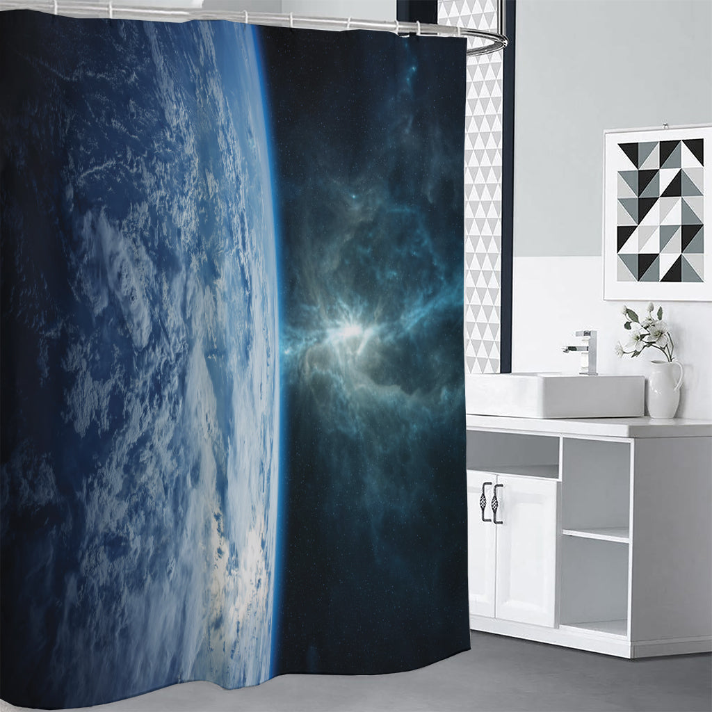 Space And Earth Print Premium Shower Curtain